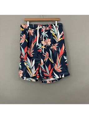 Kanu Surf Blue Floral Tropical Mesh Lined Swim Trunks